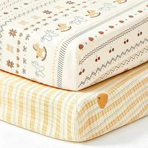 Baby Crib Sheets for Boys Girls, 2 Pack for Standard Crib and Toddler Mattress, Super Soft Baby Sheet, Fitted Crib Sheet for Boys Girls