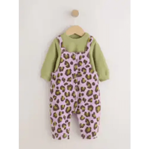 Buy Purple/Green Leopard Print Long Sleeve Bodysuit And Woven Dungarees Set 2 Piece (0mths-2yrs) from Next USA