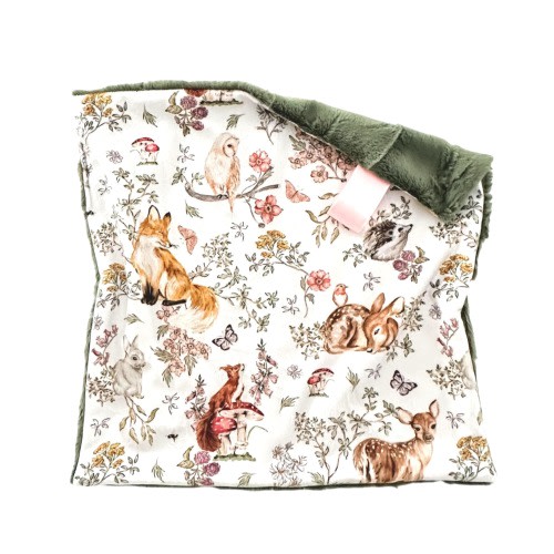 Sweet Woodland Lovey Blanket | Soft Cuddle Security Blanket | Baby Gift for Girl | Handmade Baby Lovey | Woodland Nursery