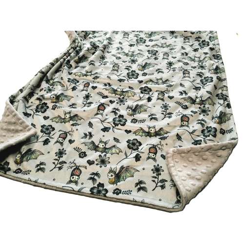 Bat Blanket, Adult Sized Gothic Bedding, Personalized Baby Blanket, Satin Ruffle Option