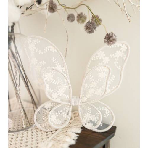 Baby Child Floral Fairy Double Wing dressup quality Fairy wings handmade lace fairywing kids parties pretend play ivory floral