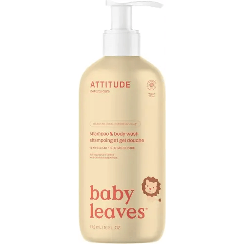 ATTITUDE 2-in-1 Shampoo and Body Wash for Baby, EWG Verified, Dermatologically Tested, Vegan, Pear Nectar, 16 Fl Oz