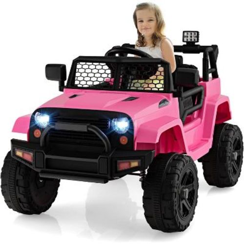 Costway 12V Kids Ride On Car Electric Vehicle Jeep with Parental Remote Music Horn Headlights Slow Start Function Pink