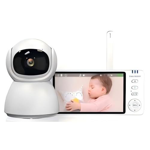 Anicebb Baby Monitor with Camera and Audio, No WiFi 2.4GHz FHSS Secure Video Monitor, 1000ft Range, 31H Battery, 5" LCD, Temperature & Cry Alerts, Night Vision, 2-Way Talk, Lullabies