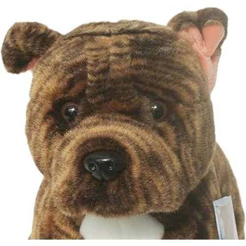 Brindle Plush Toy Dog Plushie Can Be Personalized & Customized With An Engraved Tag, Collar and Stunning Gift Wrap
