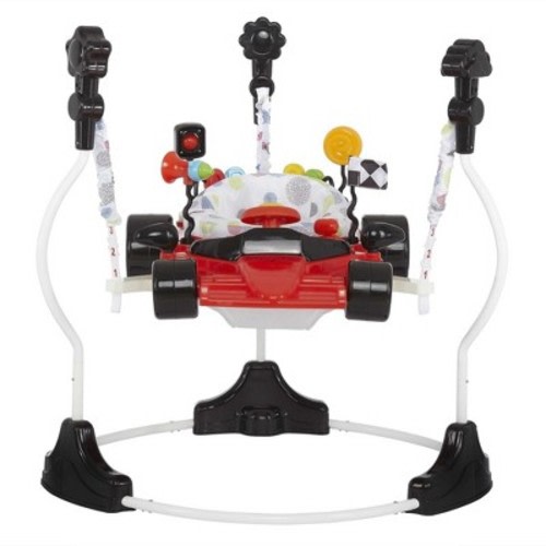 Dream On Me Champ 2-in-1 Activity Center & Jumper – 360° Rotating Seat, 3 Adjustable Heights, Lights & Music, Supports up to 26 lbs, Red