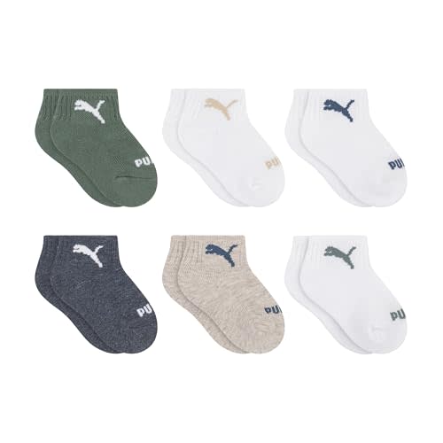 PUMA Unisex Baby 6-pack Infant Anklet Socks, Extra Cushion & Comfort-toe