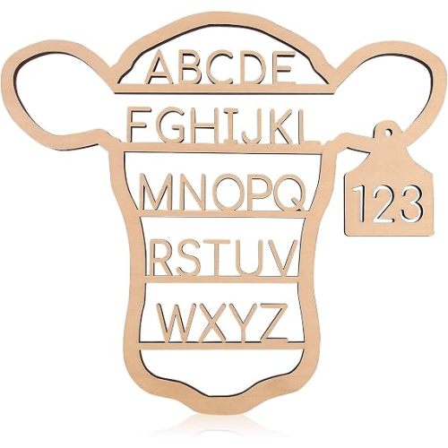Nichake Western Nursery Wall Decor Neutral Cow Alphabet Wall Art | 3D Cut ABC Letters Signs,Boho Wall Decor for Nursery, Bedroom, Playroom,and Kids Room