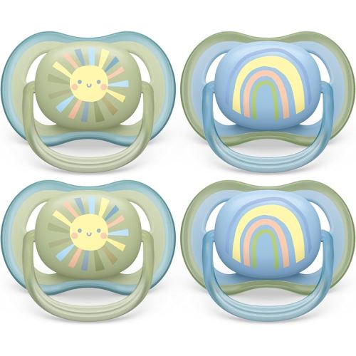 Philips Avent Ultra Air Pacifier - 4 x Light, Breathable Baby Pacifiers for Babies Aged 0-6 Months, BPA Free with Sterilizer Carry Case (Model SCF085/49)