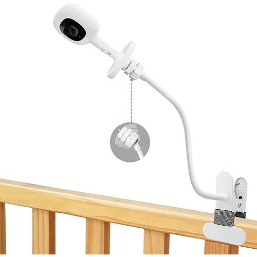 Derebir Baby Monitor Clip Mount Compatible with Nanit Pro & Flex Stand, Momcozy BM01/ BM03/ BM04, Babysense MaxView PRO-VBM55TX, 16 inches Flexible Crib Clamp Mount for Cameras with 1/4 Threaded Hole