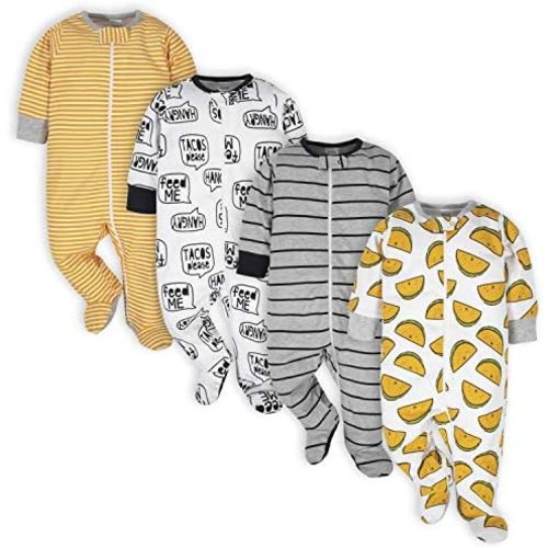 0-3 Months Onesies Brand Baby Boys' 4-Pack Sleep 'N Play Footies