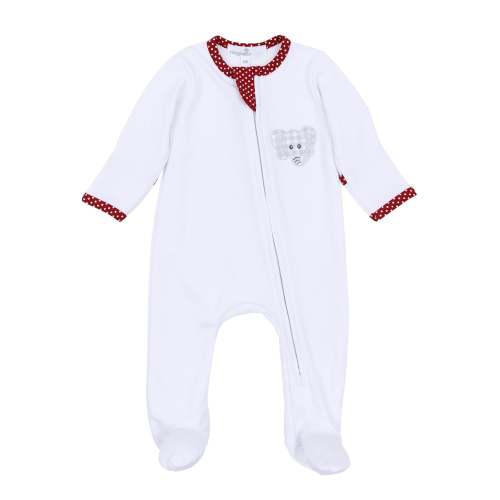 Crimson Cutie Applique Zip Footie - Crimson Boy