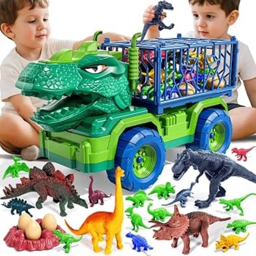 Amazon.com: Guminnara 22 in 1 Toddler T-rex Dinosaur Truck Toy Set for Kids Boys 3-5 5-7, Tyrannosaurus Carrier Transport Truck with 18 Jurassic Dino Figures Birthday Toy for Boys Girls 3 4 5 6 7 Years Old : Toys & Games