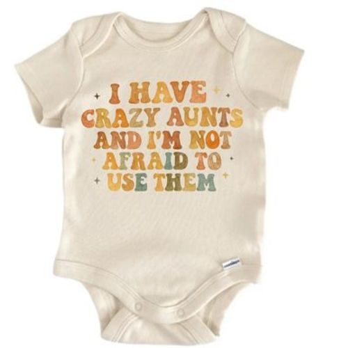 Crazy Aunt Newborn Baby Bodysuit Natural 12 Months
