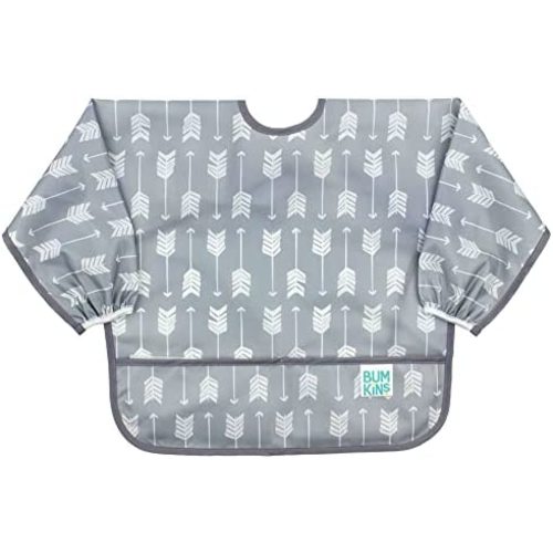 Bumkins Sleeved Bib Baby Bib, Toddler Bib, Smock, Waterproof Fabric, Fits Ages 6-24 Months - Arrows