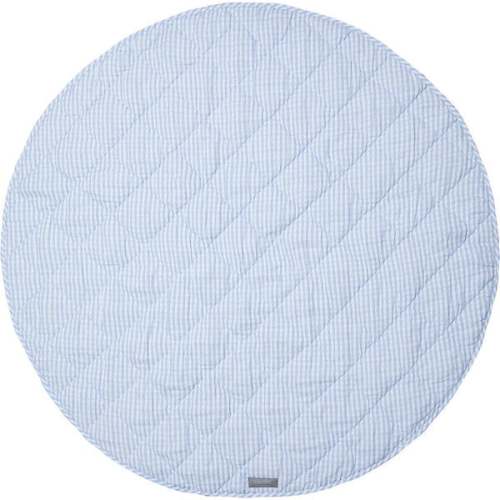 Round Play Mat, Pale Blue Gingham & White Linen - Louelle. | Maisonette