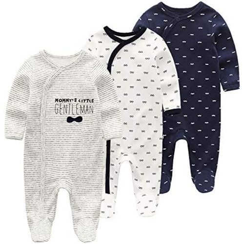 Unisex Baby 3-Pack Organic Cotton Snap Footed Sleep and Play Pajamas Long Sleeve Bodysuit