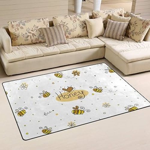 ALAZA Children Door Mat,Cute Honey Bees Floor Mat Non-Slip Doormat for Living Dining Dorm Room Bedroom Decor 60x39 Inch