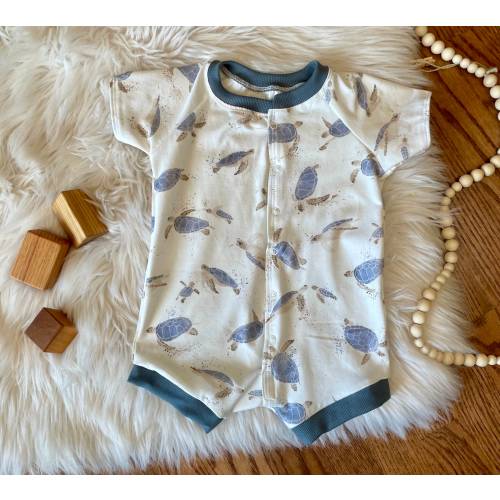 Gender Neutral Summer Romper/Sea Turtle Romper/Summer Baby Clothes/Organic Baby Clothes/baby boy/baby girl/sea turtle outfit/baby gift
