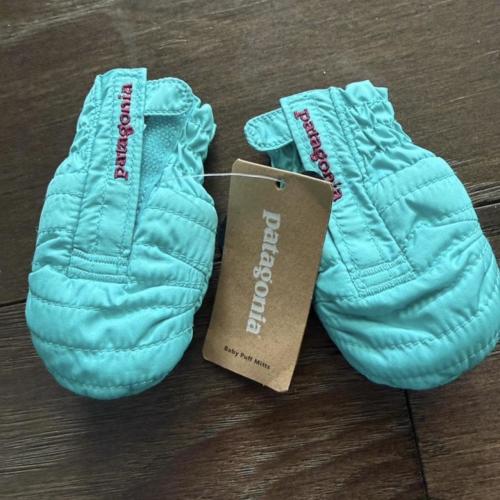 PATAGONIA BABY PUFF MITTS 0-3M STRAIT BLUE INFANT...