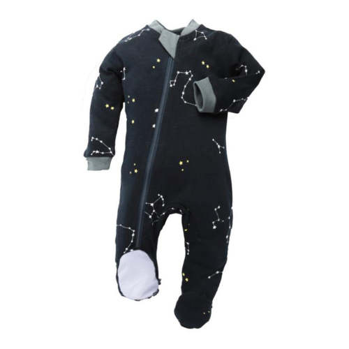 ZippyJamz Organic Cotton Footed Sleeper - Galaxy Love Navy (0-3 Months)