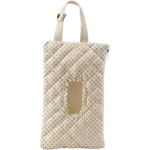 HIBEAR Quilted Diaper Wipe Pouch Portable Mommy Bag Refillable Floral Baby Wipe Holder for Travel Stroller Daily Casual (Polka Dots)