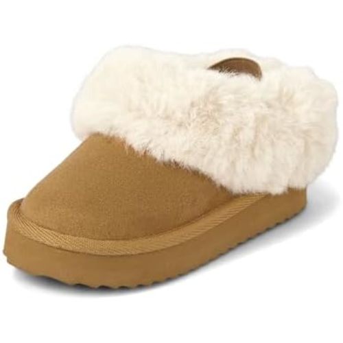 The Children's Place Baby Girls' Faux Fur Lined Platform Slippers
