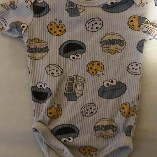 Sesame Street Cookie Monster baby bodysuit with blue...