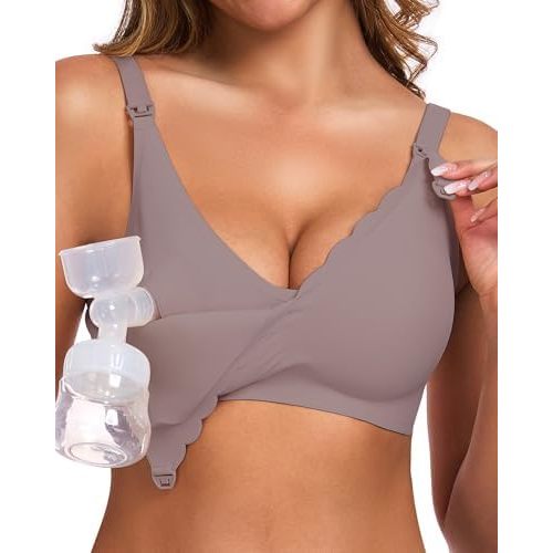 Vinfact Pumping Bra Hands Free-Adjustable Breast Pump Bra Holding & Every Day Bra Wireless Comfortable Bras-Perfect 2 in One