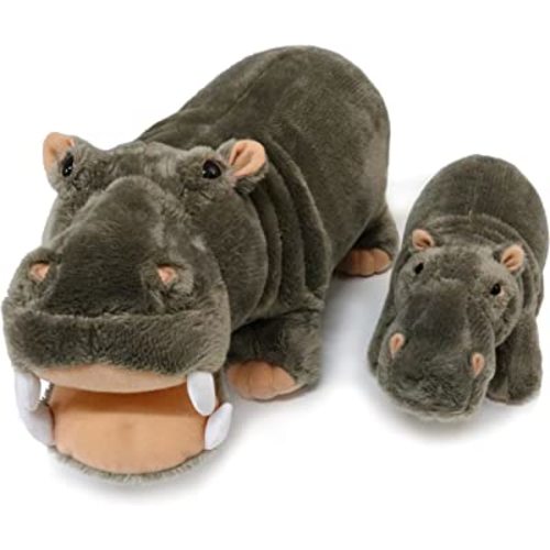 Ice King Bear Mom and Baby Stuffed Animals Set Zoo Wild Animals (Hippo)