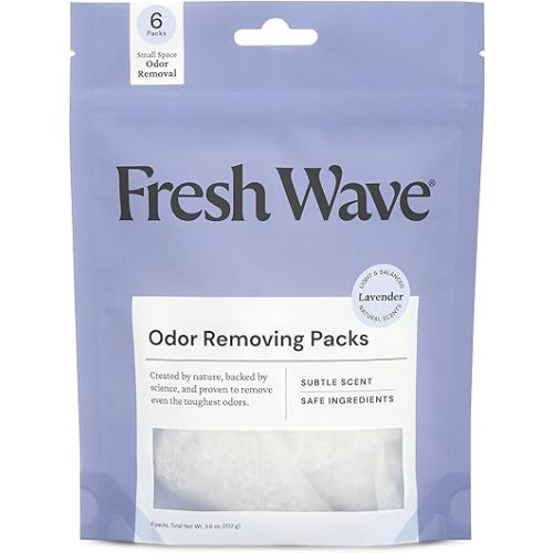 Fresh Wave Lavender Odor Eliminating & Deodorizing Packs | Bag of 6 | Safer Odor Relief for Small Spaces | Natural Plant-Based Odor Eliminator | Odor Absorbers for Home