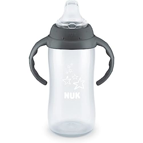 NUK Learner Cup, 10 Ounce, Tritan Gray Star – BPA Free, Spill Proof Sippy Cup