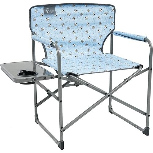 Busy Bee Kids Camping Chair with Foldable Side Table, Lightweight, Flat Folding, Compact and Portable, Perfect Kid Beach Chairs, Supports 150 Lbs.