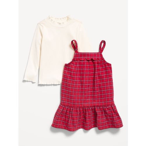 Mock-Neck Top and Plaid Dress Set for Baby