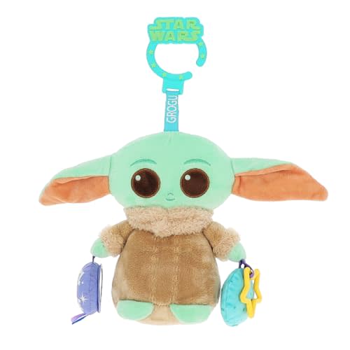 Kids Preferred Star Wars: THE Mandalorian Grogu On the Go Activity Toy - with Teether, Crinkle, Squeaker, Mirror and Travel Clip, Sensory Toy, for Ages 0+
