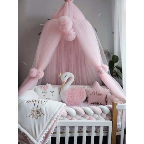 Baby Girl Bedding Set Light Pink - Princess Swan, Star & Cloud