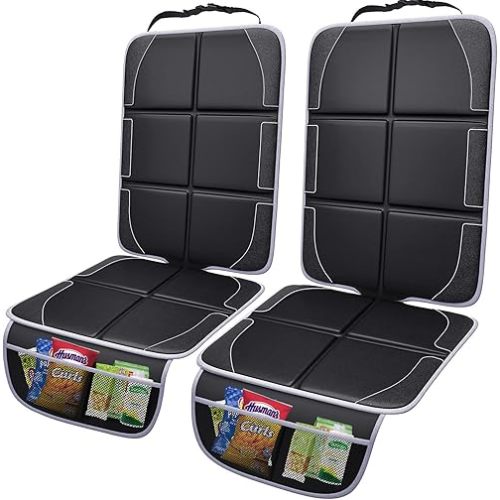 Gimars XL Thickest 5-Layer EPE Car Seat Protector for Child Car Seat and Pet, 2 Pack Large Waterproof 600D Fabric Carseat Protector Car Seat Cover with 2 Mesh Pockets for SUV Sedan Truck Leather Seat
