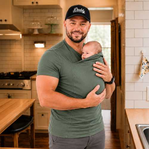 Moss - Baby Carrier Dad Shirt, Newborn Bonding Shirt for Dad, Kangaroo Pouch Baby Carrier, Skin to Skin Babywearing Dad shirt, New Dad gifts