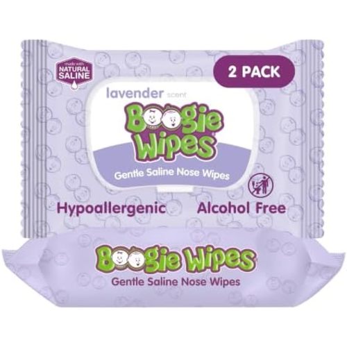 Boogie - Gentle Saline Nose Wipes Lavender Scent - 45 Count (Pack of 2)