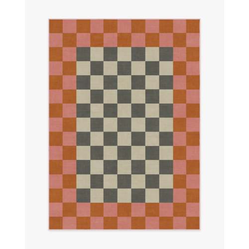 Checker Border Pink & Orange Rug by Jonathan Adler | Ruggable US