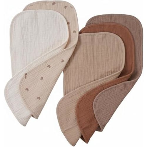 5-Pack Organic Cotton Muslin Burp Cloths - Makeshift Baby Bibs - Milk Spit Up Rags - Reusable Wipes - Newborn Essentials - 48cm x 25cm (Dusty Dunes)