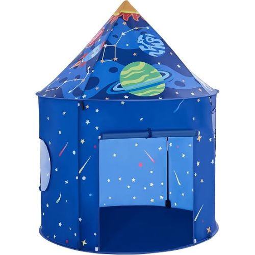 Hallo Deer Rocket Ship Kids Play Tent with Star, Foldable Pop Up Tent Kids, Castle Kid Tent Indoor Outdoor Fun & Imagination, Toddler Tents Indoor Gifts for Baby Boys Girls