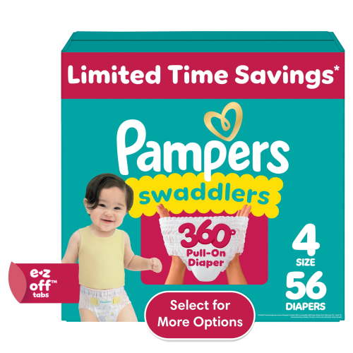 Free Shipping! Pampers Swaddlers 360 Pull-On Diapers Size 4 22-37 lbs 56 Count Leakproof Skin Protection
