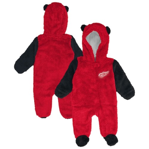 Infant & Newborn Detroit Red Wings Outerstuff Red Stay Napping Fleece Bunting Full-Zip Hooded Sleeper