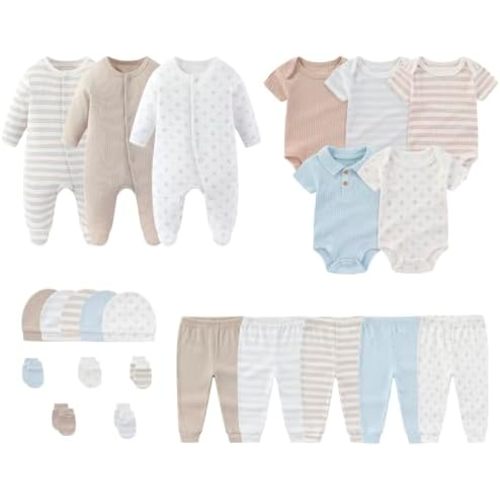 Newborn Layette Gift Set 23-Piece Baby Bodysuits Infant Outfits Essentials and Accessories 0-12 Months