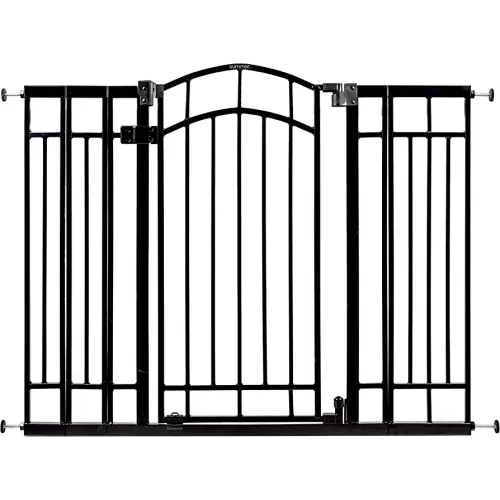 Ingenuity Multi-Use Decorative Extra Tall Walk-Thru Baby Gate, Fits Openings 28.5-48 Inch (Pack of 1), Black Metal, for Doorways and Stairways, 36' Tall Baby and Pet Gate, Black, One Size