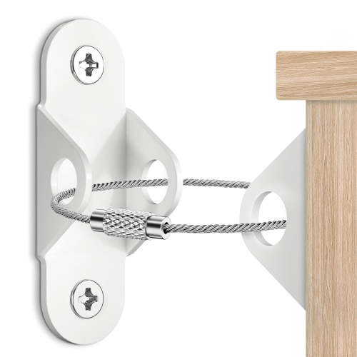 Furniture Anchors for Baby Proofing (10 Pack), Anti Tip Furniture Anchors Earthquake Straps Keep Baby and Pet Safety, 400 LBS High Tensile Capacity Metal Furniture Straps Wall Anchors, White