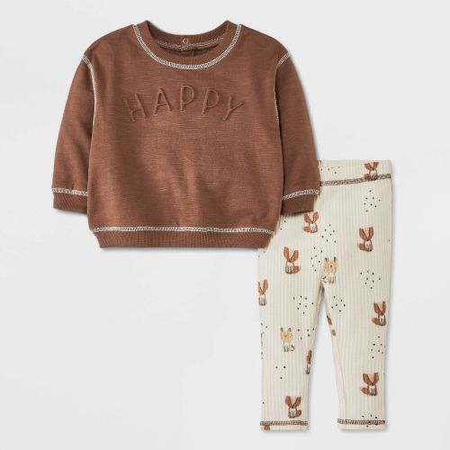 Grayson Mini Baby Happy Pullover Sweater & Bottom Set - Brown Newborn