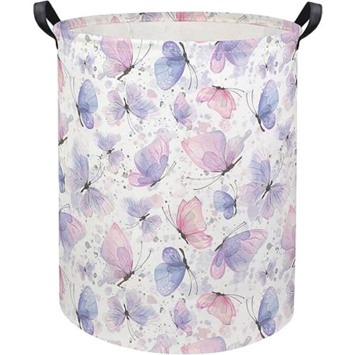 Butterfly Baby Laundry Basket Kids Hamper Animal Toy Storage Bin for Boys Room Decor Baby Nursery Hamper Gift Baskets for Bedroom Bathroom(Fancy Butterfly)