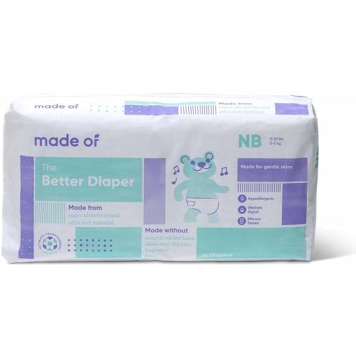 The Better Baby Diapers - Hypoallergenic Diapers for Sensitive Skin, Unscented, 10 Hour Absorbency - Pediatrician and Dermatologist Tested - Size 0 (36 Count)